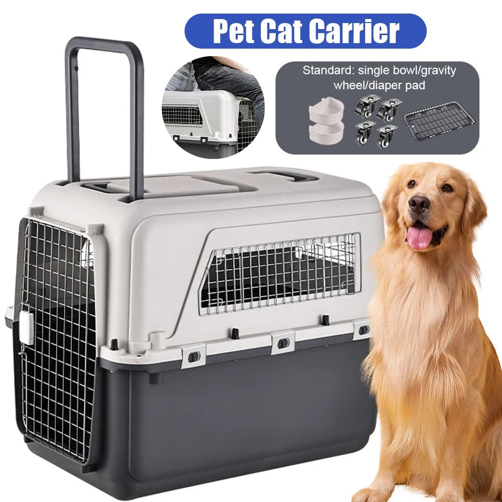 Trasportino per Animali Domestici, Gabbia Portatile per Cani e Gatti, Spedizione Internazionale, Box Speciale per Cani Grandi, Trasportino in Plastica per Voli