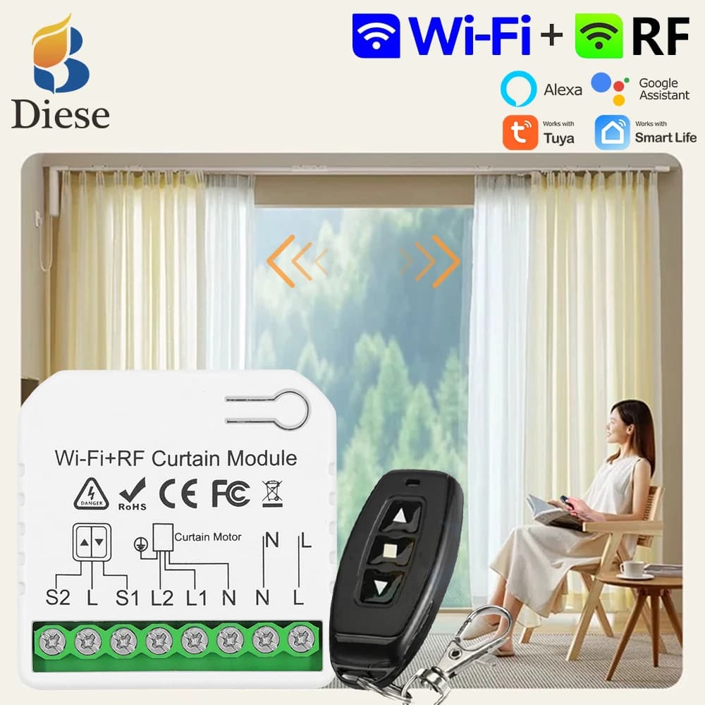 RF433Mhz telecomando universale WiFi Tuya SmartLife GoogleHome Alexa Interruttore per tende cieche per camera da letto Otturatore elettrico