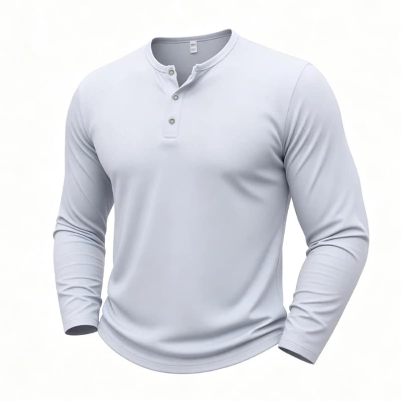 Men's Long Sleeve Henry Polo Autumn Spring Casual Breathable Comfortable Polo Shirts Man Solid High Quality Male Henley T-Shirts