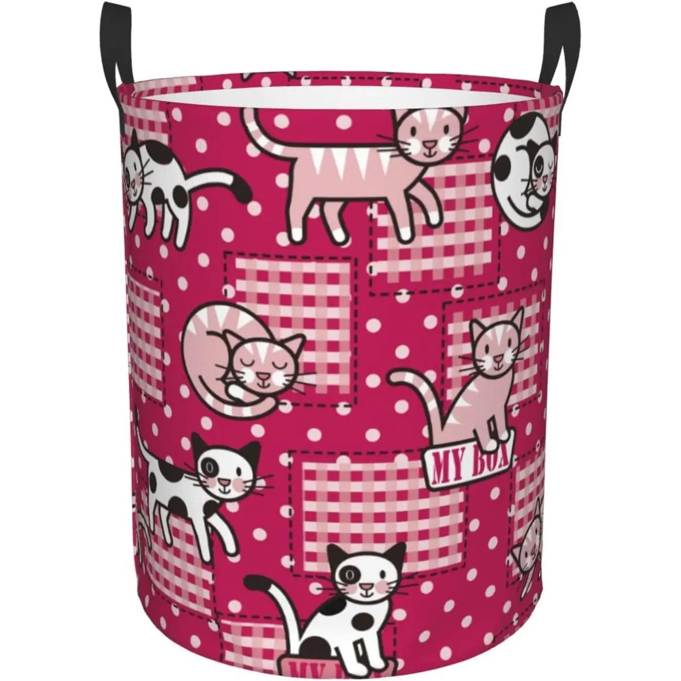Circular Basket in Gatto Shape, Container for Dirty Dresses, Measures Storage Basket