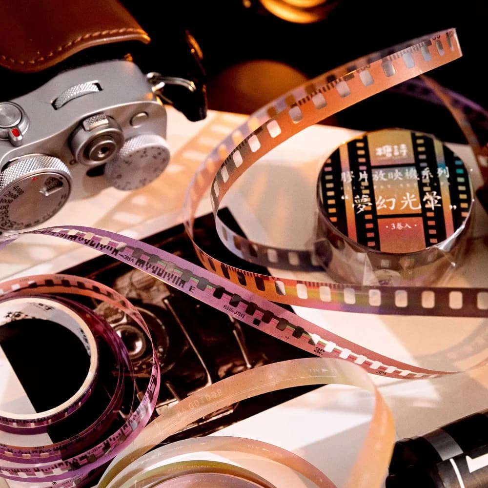 PET Tape Set Film Projector Series Collage Tape for Scrapbook DIY Decoration and Background Layer Material Six Designs Combo Kit