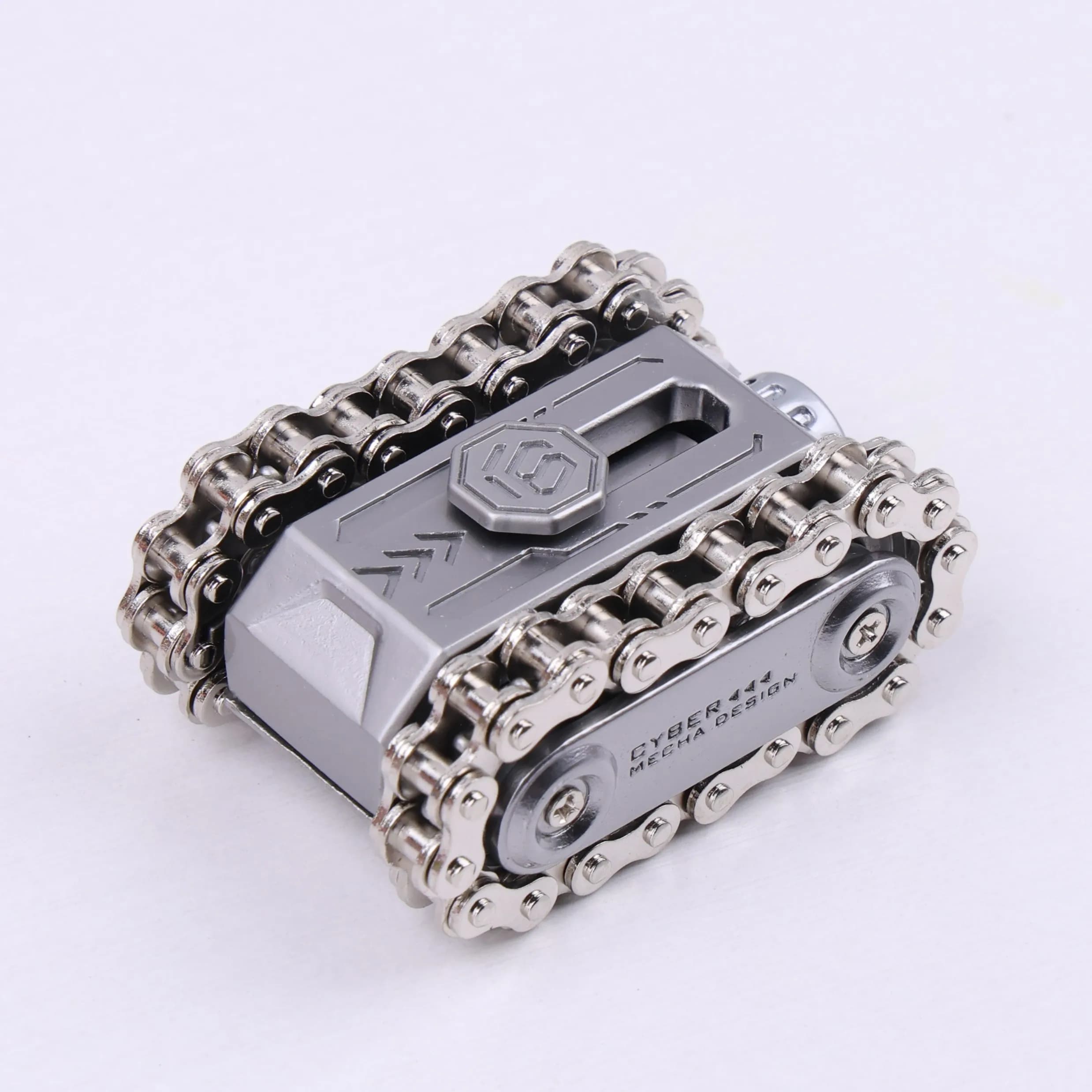 Cyber Mecha Tank 002 EDC Chain Fidget Slider Metal Magnetic Push Pop Toy Adult Stress Relief Desk Fidget Hand Spinner