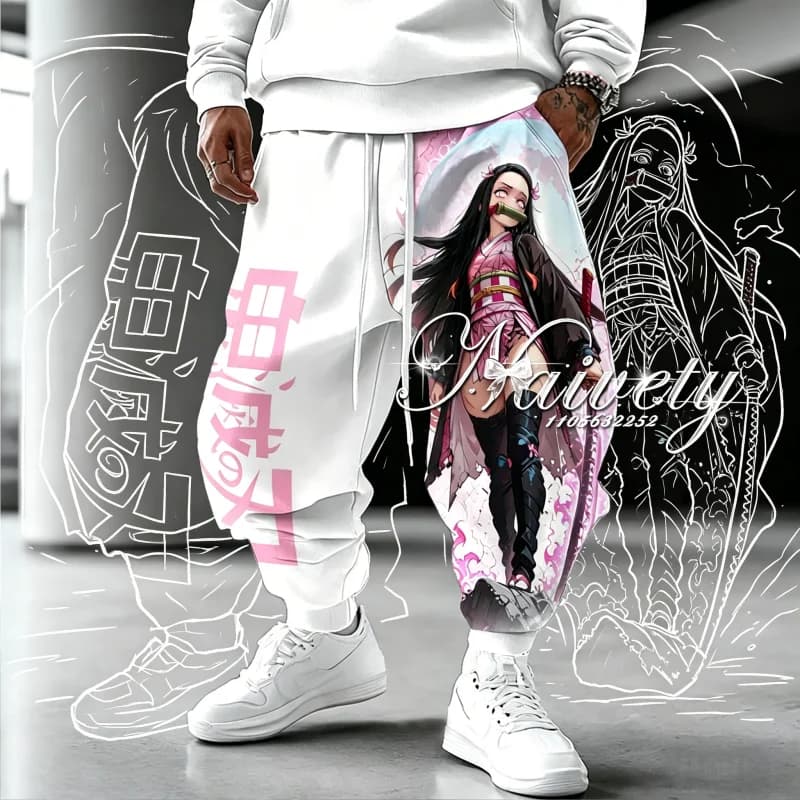 Pantaloni Stampati in 3D Demon Slayer Nezuko, Collezione Estate 2026, Asciugatura Rapida per Adulti e Bambini, Abbigliamento Streetwear Coordinato Genitore-Figlio Y2k