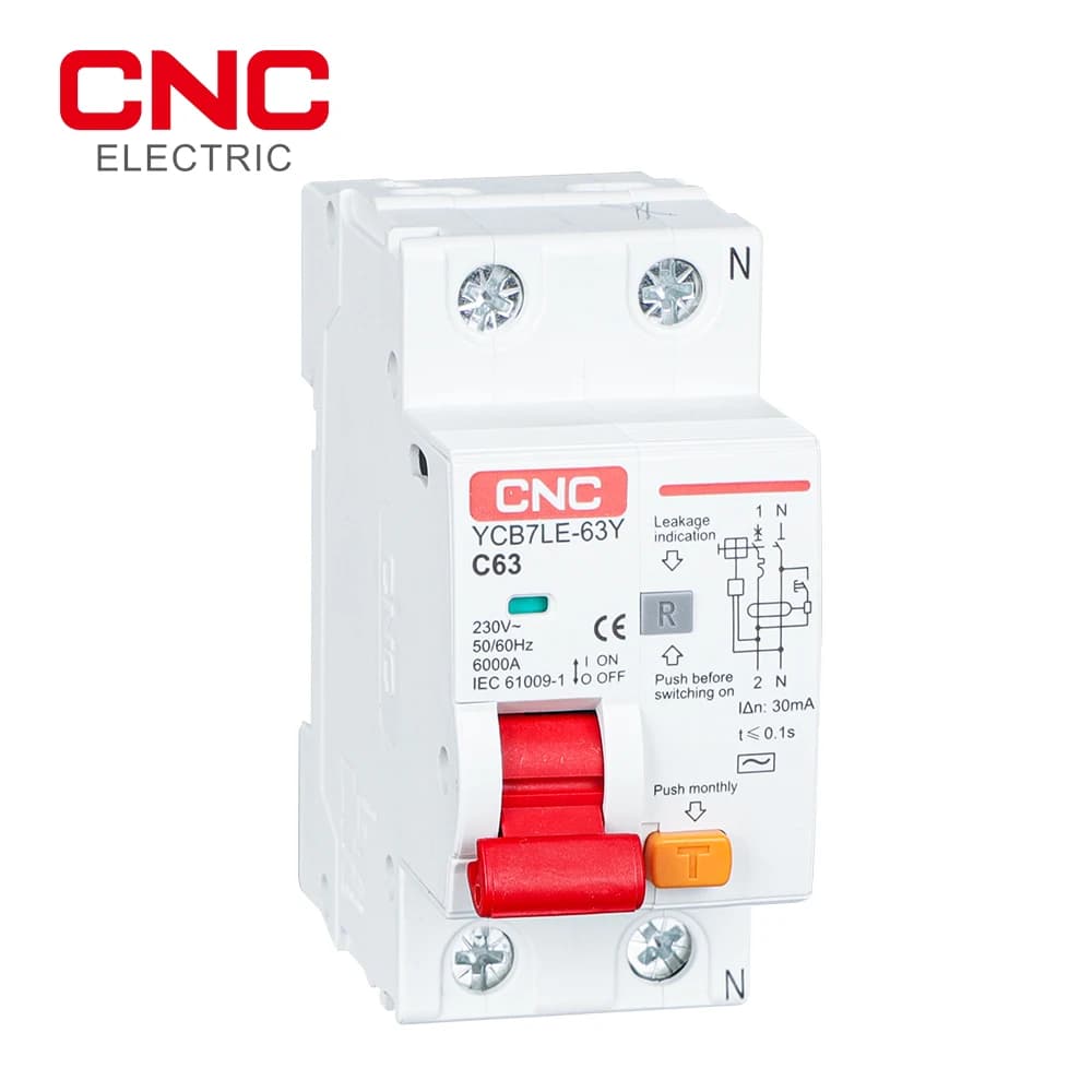 YCB7LE-63Y 230V 50/60Hz RCBO MCB 30mA Interruttore automatico corrente residua con protezione da sovracorrente e perdite