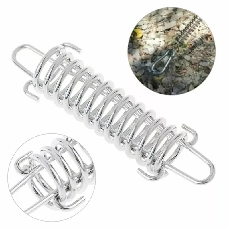 Stainless steel Tent Wind Rope Spring Buckle Tent Tensioner Camping Deck Pegs With Carabiner Clips Awning Tightener Fixed Hook