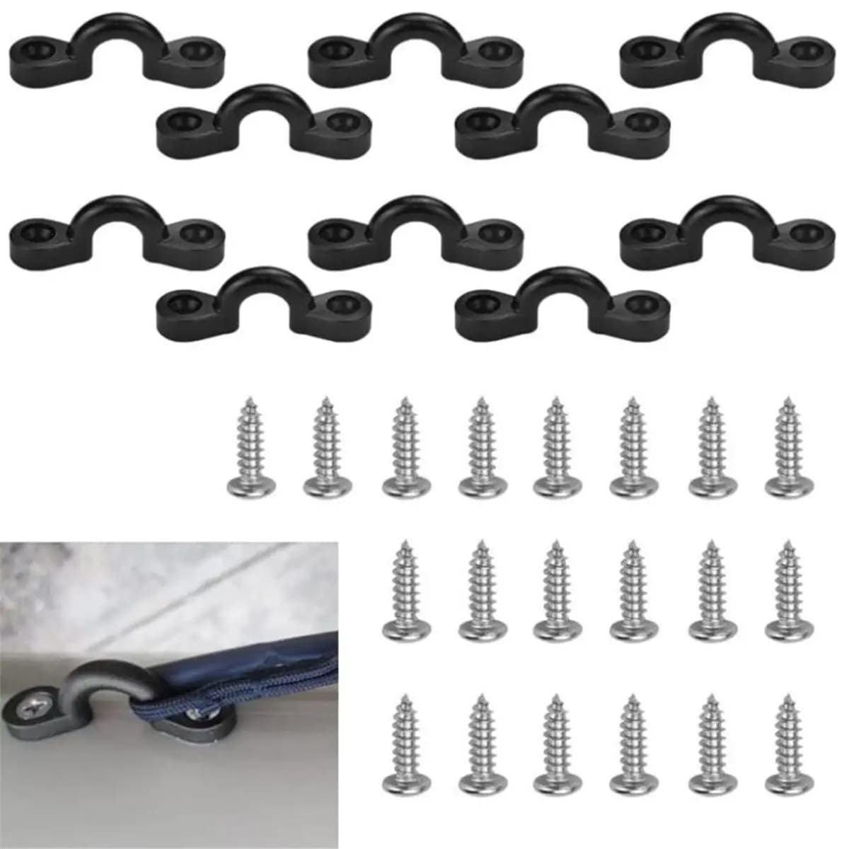 AD45 Kayak Pad Eye Anchor Point C Type Pull Handle Buckle Eyelets with Screws for Canoes Boats Kayaks Replacement Part 10 Set