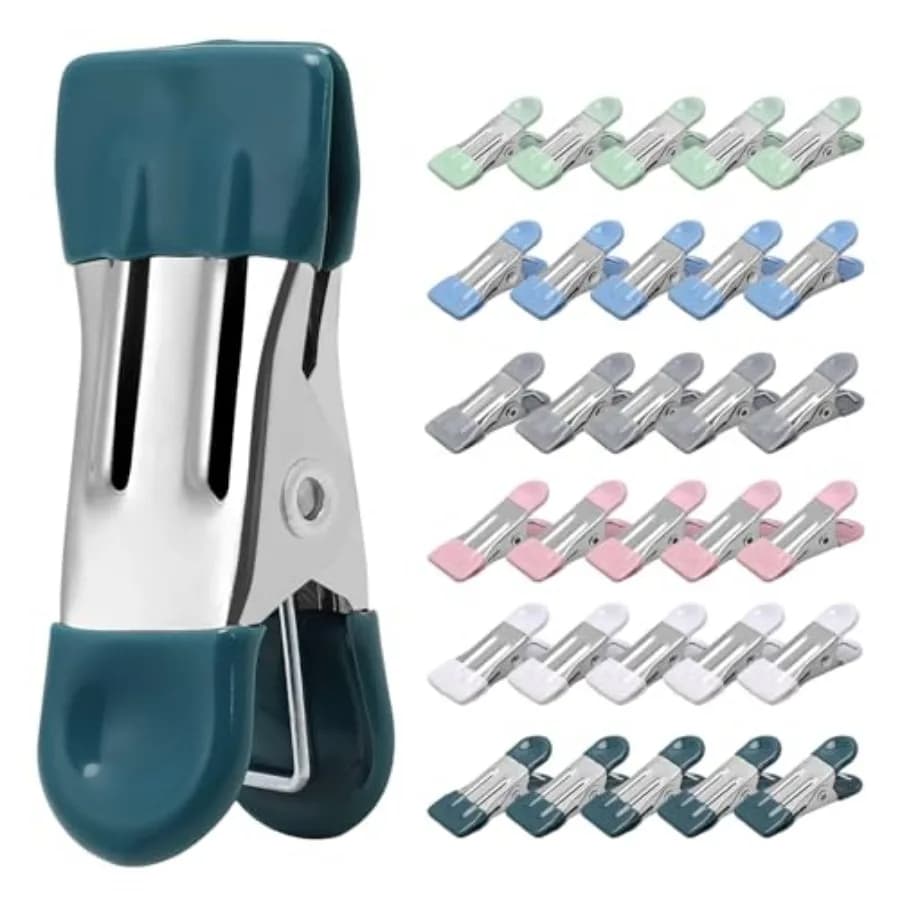 Clothes Pins Heavy Duty 30 Pack, 2.7 Inch Metal Chip Clips, Clothespins for Photo Drying Clothesline Laundry Sock, Bag Clips fo