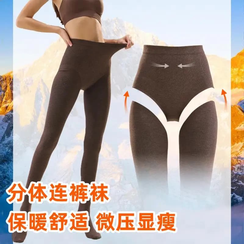Leggings in Misto Lana e Cotone di Lusso per Donne Alte 155-178CM, Calze Grigie Invernali Calde e Imbottite, Vita Alta Autunnale 2578