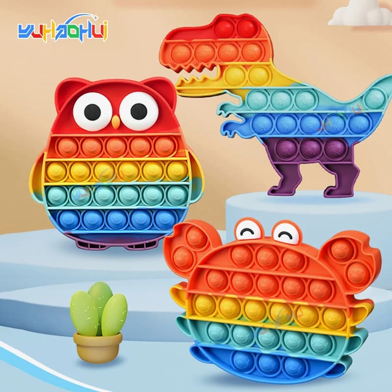 Rainbow Pop Push Bubblle Fidget Antistress Children's Toys Adult Kids Special Needles Sensory Toys Kids Interactive Toys