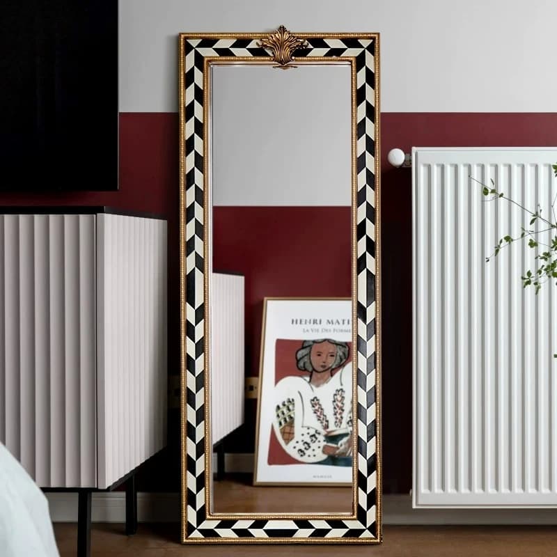 Specchio Moderno Funky con Base Mobile, Specchio a Figura Intera per Camera da Letto, Bagno, Soggiorno, Decorazioni di Lusso