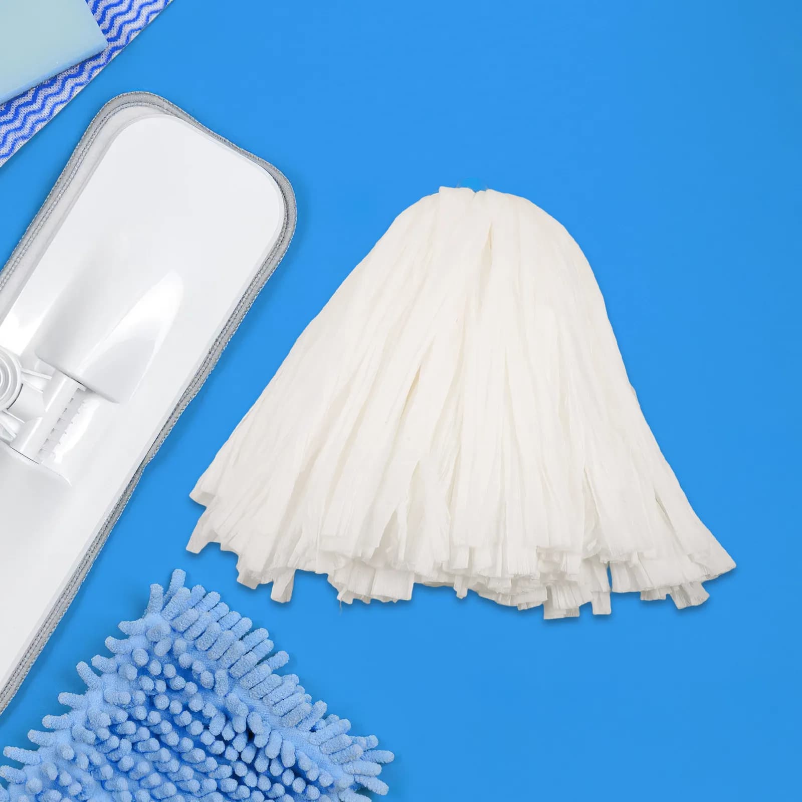 2Pcs Commercial Mop Head Replacement 22Mm Non-Woven Fabric Mop Pads for Kitchen Bathroom Stone Tile Floors Washable Heavy Duty