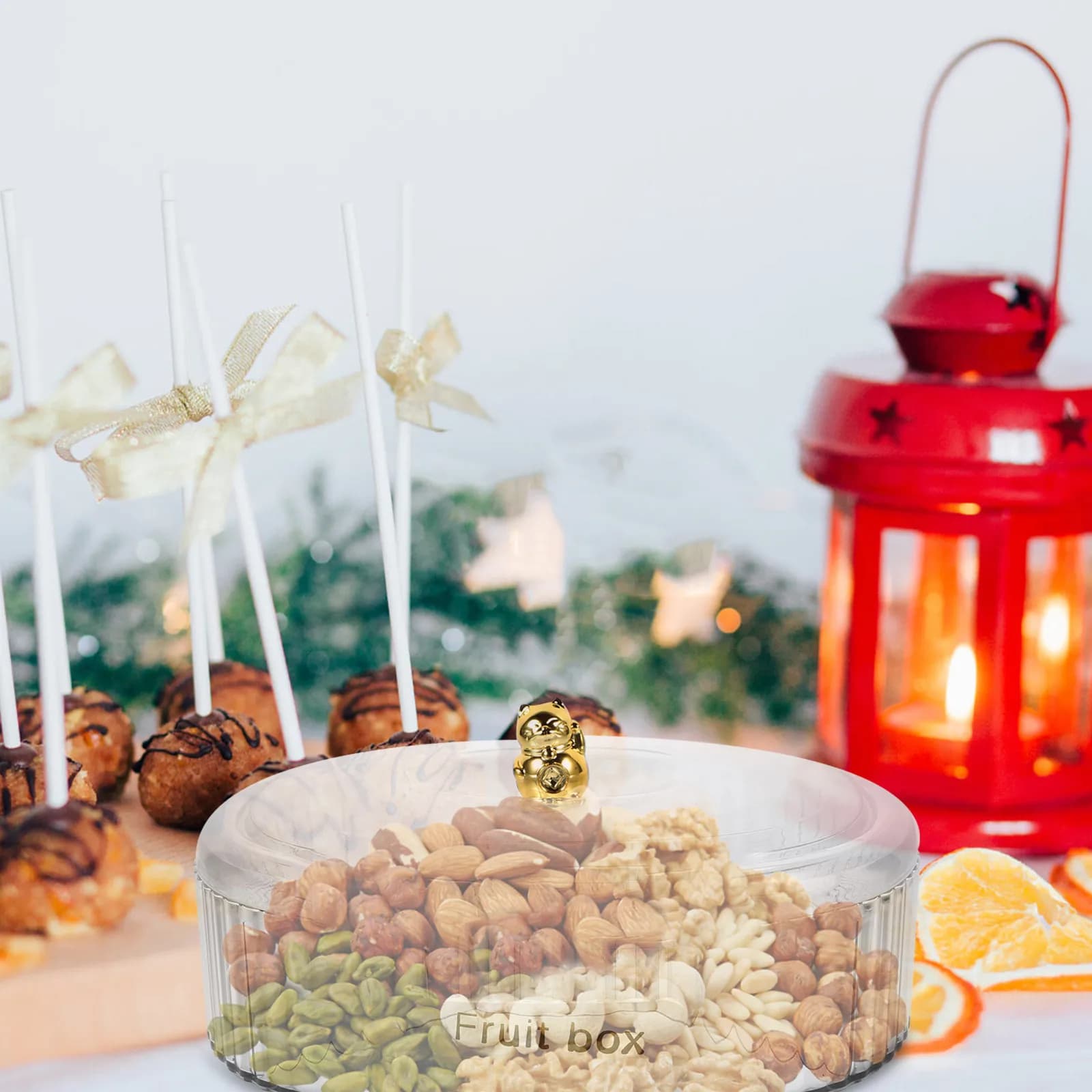 Contenitore Trasparente Premium per Snack, Frutta Secca, Noci, Caramelle, Biscotti, Vassoio da Servizio per Cucina e Picnic