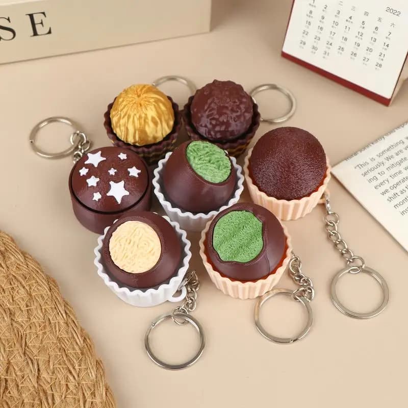 @*Chocolate Shape Mechanical Keyboard Keychain Fidget Toy Stress Relief For Adults