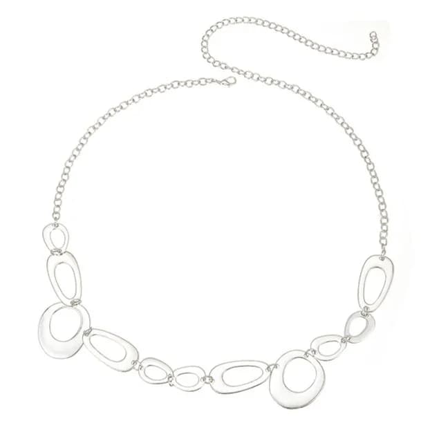Moda di lusso Grandi frange rotonde Anello Catena in vita Cerchio da donna Cintura a catena in metallo Cintura lunga geometrica cava