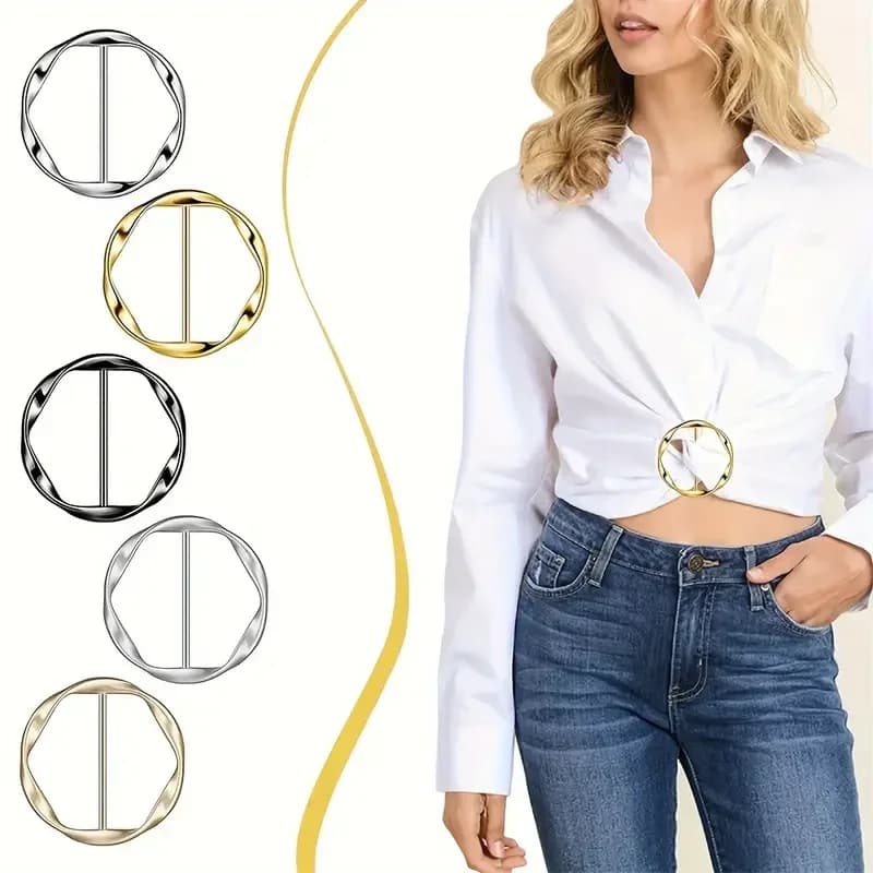 Set da 5 Pezzi: Anello Multiuso per Camicia, Fibbia per Cintura, Regolatore per Sciarpa, Cintura Sottile, Accessori Moda, Fibbia per Sciarpa