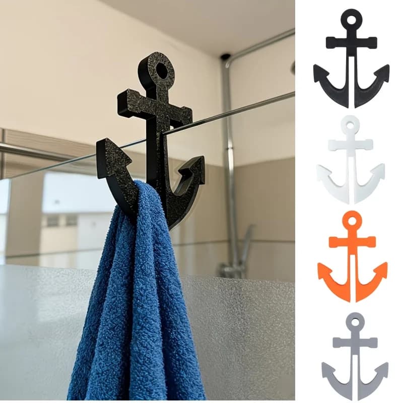 Gancio a Forma di Ancora per Porte Doccia in Vetro da 8mm, Appendiabiti per Bagno, Porta Asciugamani, per Lavanderia, Dormitorio, Appartamento