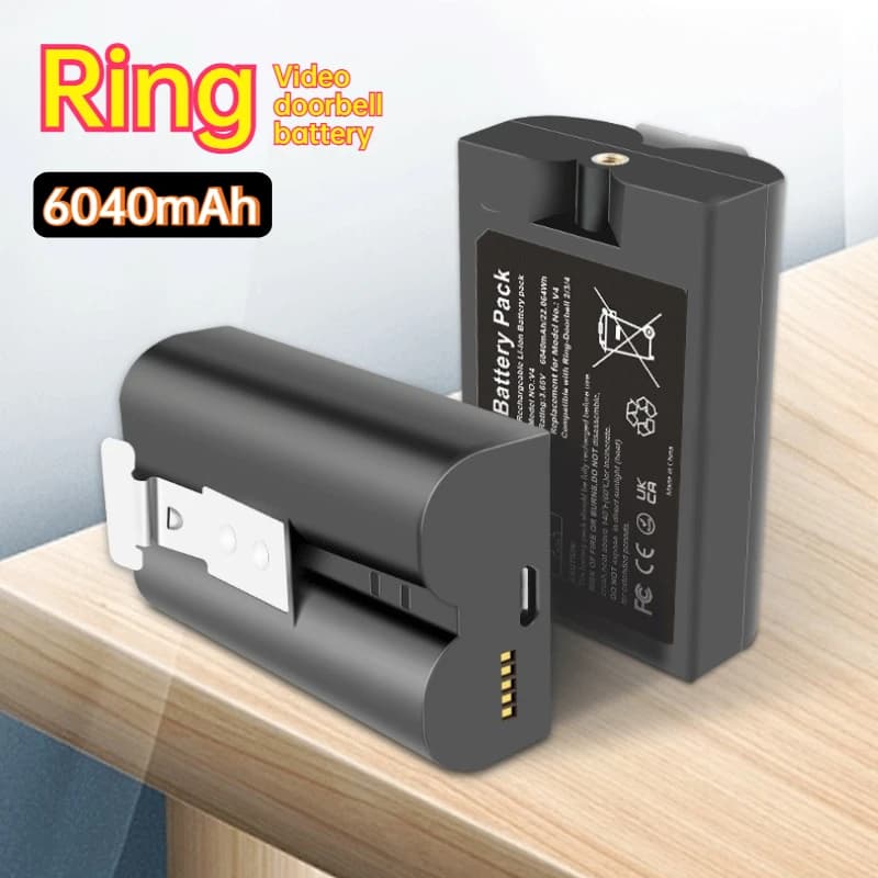 per Ring Video Doorbell 2/3/4 RV4 Anello batteria Stick Up Cam Solar Sostituisci V4 6040mAh Faretto Cam, Proiettore solare