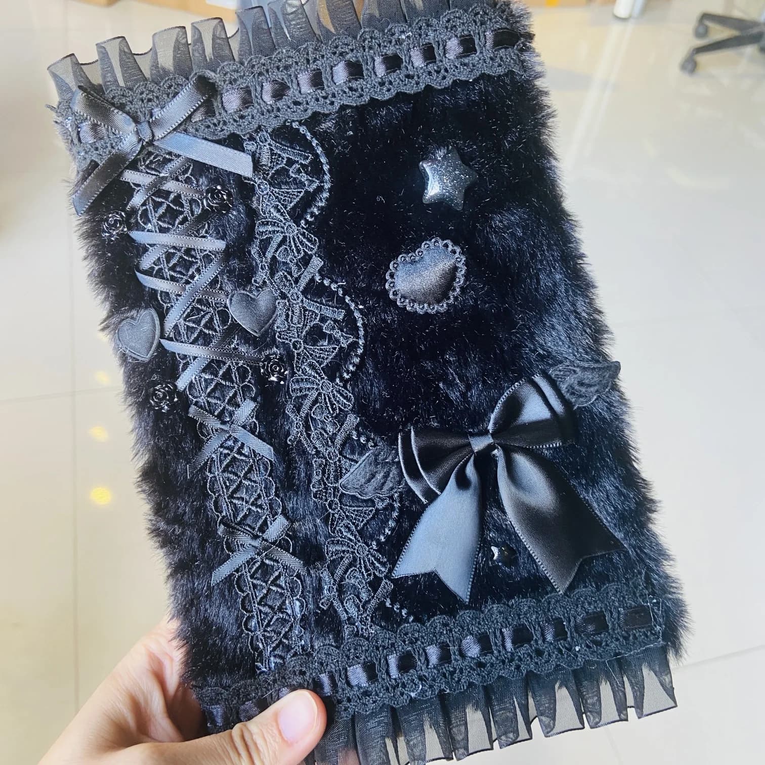 Diario nero A5 Notebook Fatto a mano Diarys in pizzo nero Diario Ragazza Regalo Quaderno unico e fresco 96 fogli di cancelleria scolastica