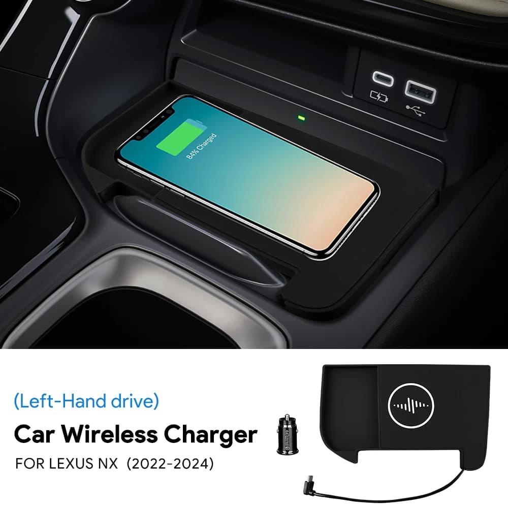 For Lexus NX 2022 2023 2024 2025 2026 350H NX350H LHD, Wireless Charger for Auto 15W, Quick Charging Support Cellular Phone, PVC Panel