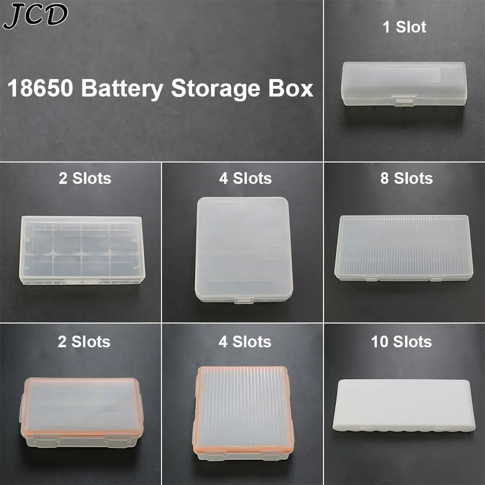 JCD 1/2/4/8/10 Slot Per 18650 Scatola di Immagazzinaggio Della Batteria Contenitore Duro di Plastica Trasparente Custodia Portabatteria Organizer Accessori