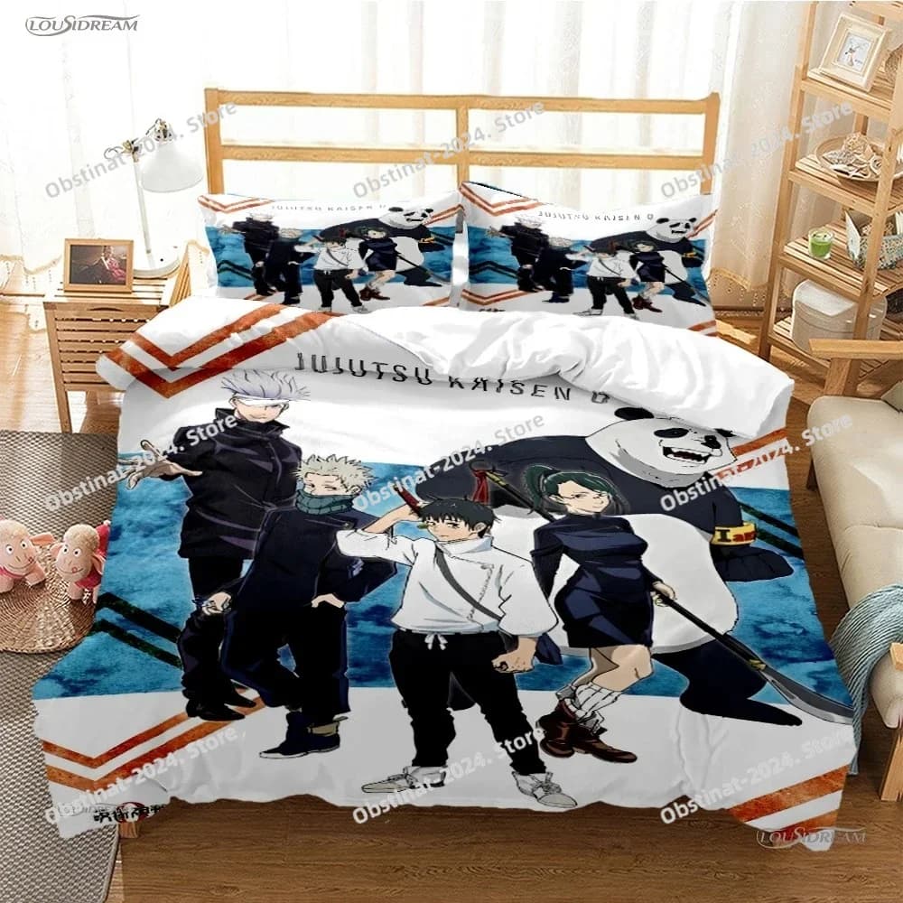 Cartoon Anime Jujutsu Kaisen Copripiumino Piumino Set biancheria da letto Copripiumino morbido e federe per adolescenti SingleDoubleQueenKing