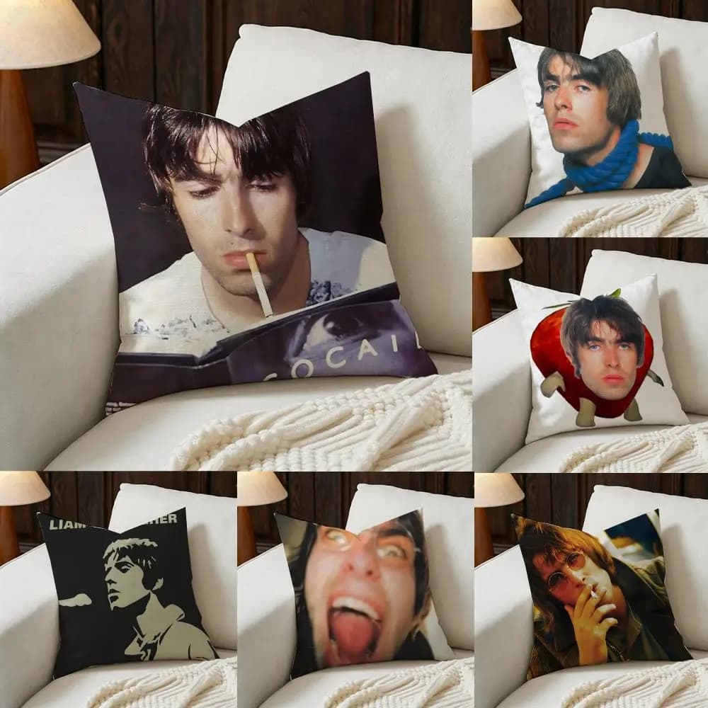 Rock L-Liam Gallagher Cushion Cover Natural Linen Pillowcase Set, All-in-One Decor for Sofa, Bedroom & Chair