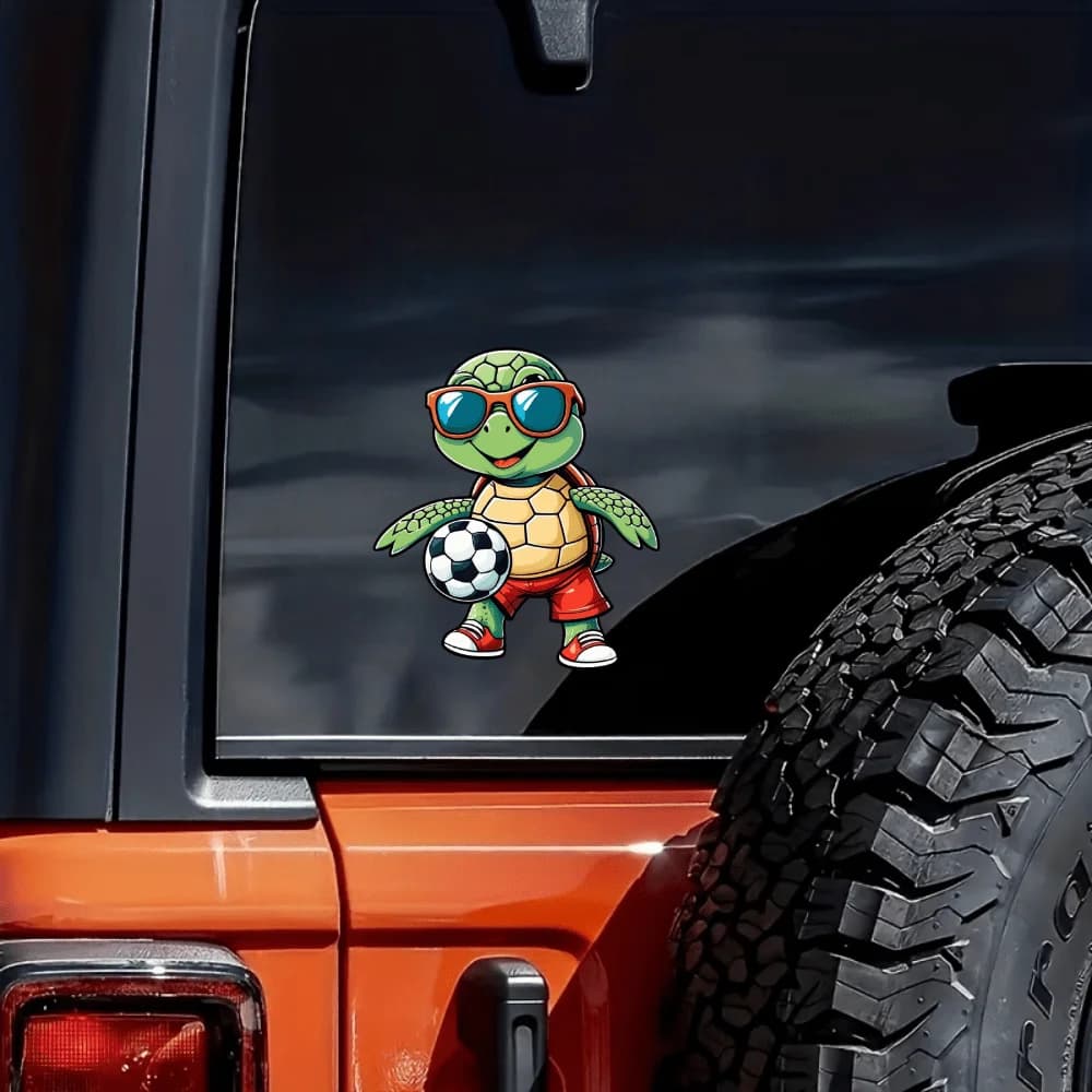 Fantastico adesivo a forma di tartaruga da football, decalcomania in vinile impermeabile per auto, camion, laptop, bambini e amanti dello sport