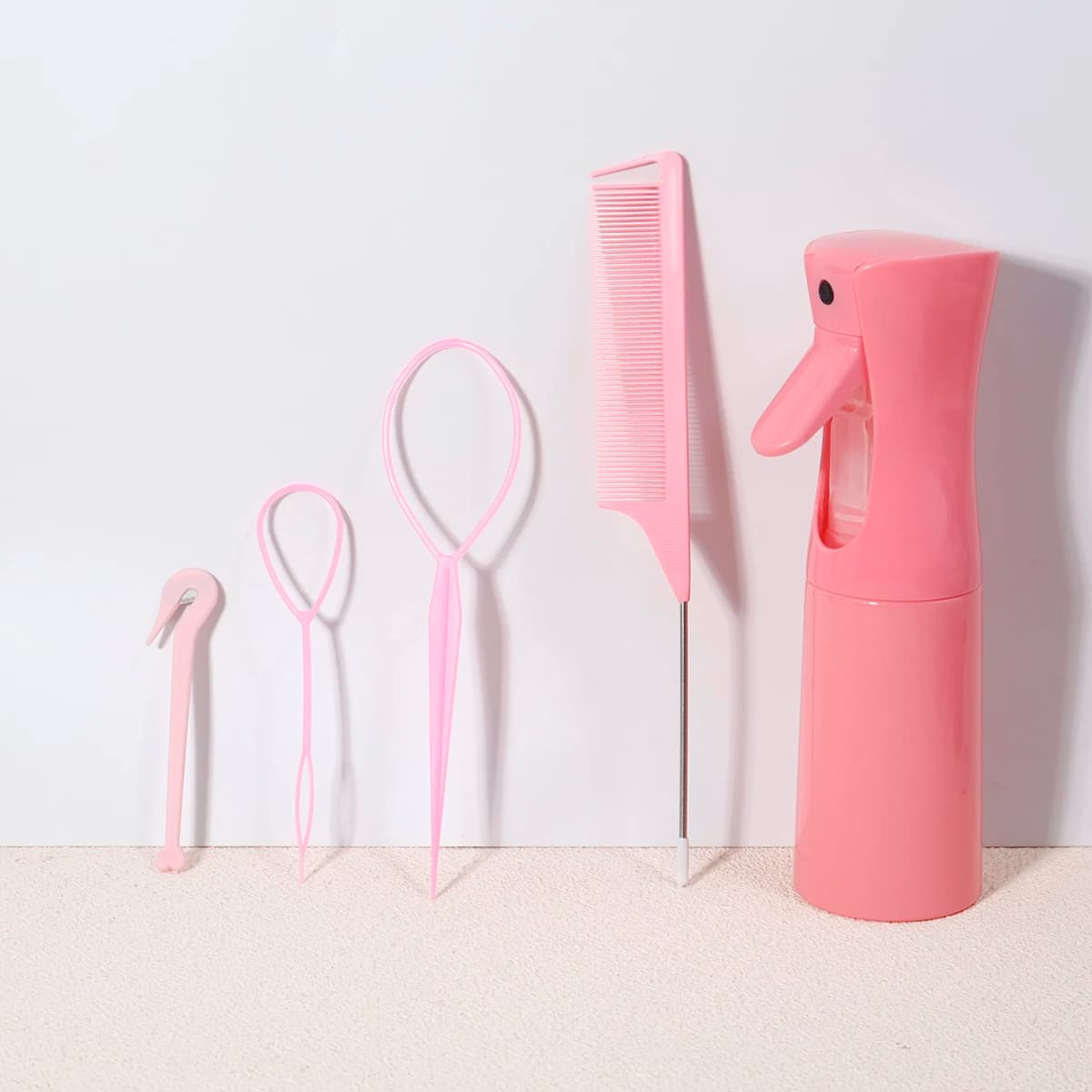 5pcs hair styling comb set, spray bottle, pointed tail comb, French knitting tool hair tail tool, Special for real hair wigs