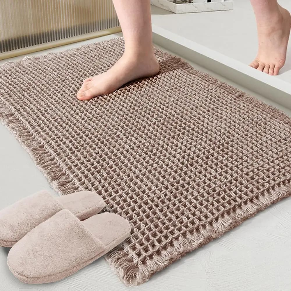 Tappetino da bagno altamente assorbente e antiscivolo, marrone, 18x30 pollici, tappetini morbidi lavabili