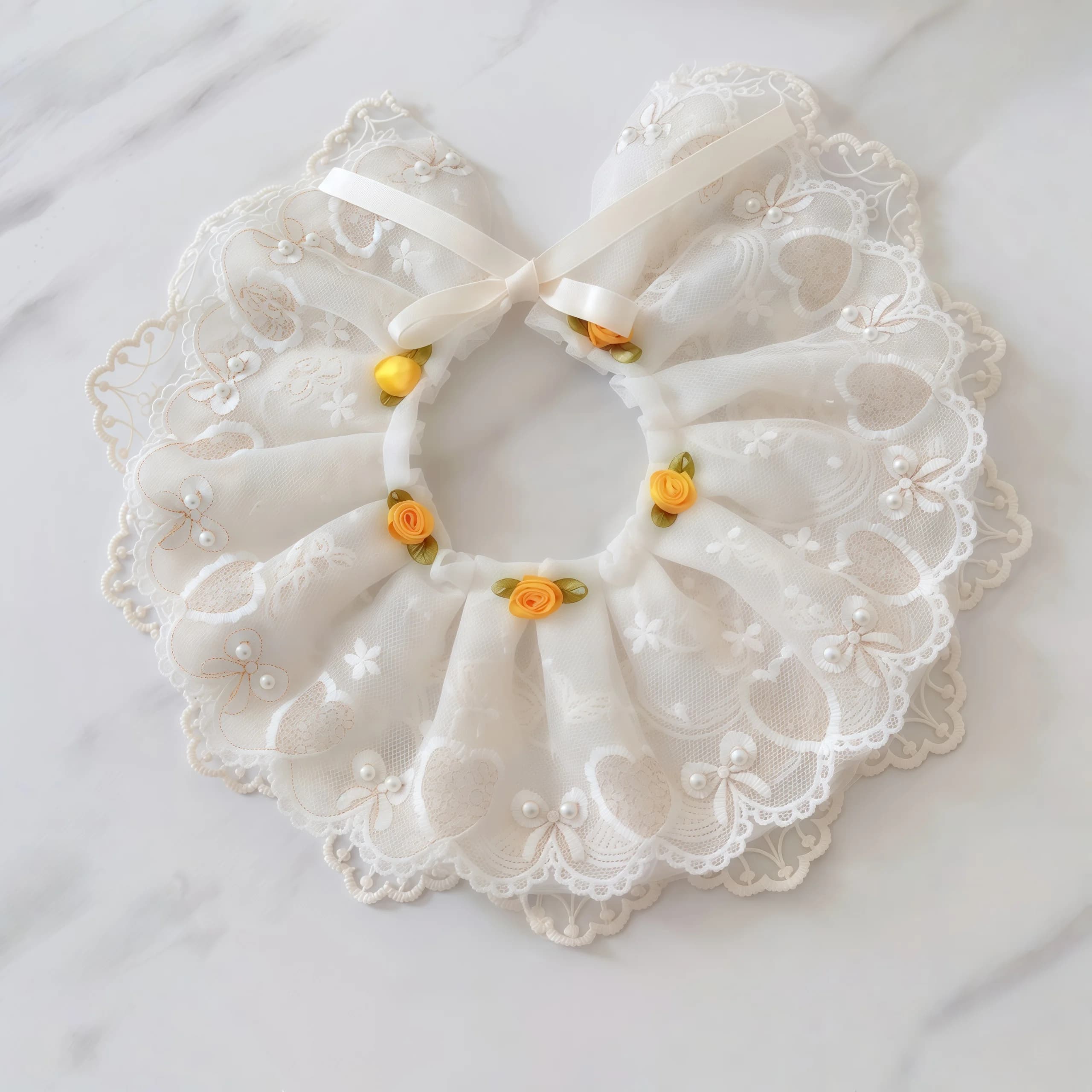 Sping Summer Cute White Lace Pet Neckwear,Dog Collar Necklace Bows,Puppy Collars,Pets Accessories for Small Medium Puppy Dogs