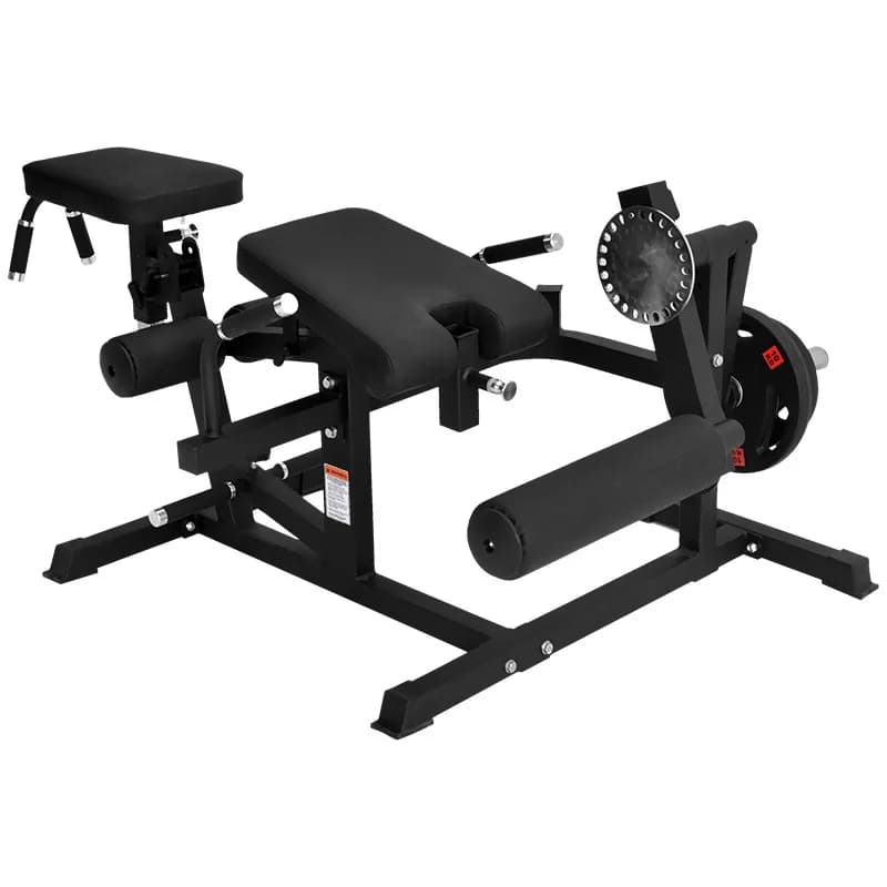 Adjustable leg training machine loaded with plate, home gym, weight training, fitness, leg extension and leg curling machine