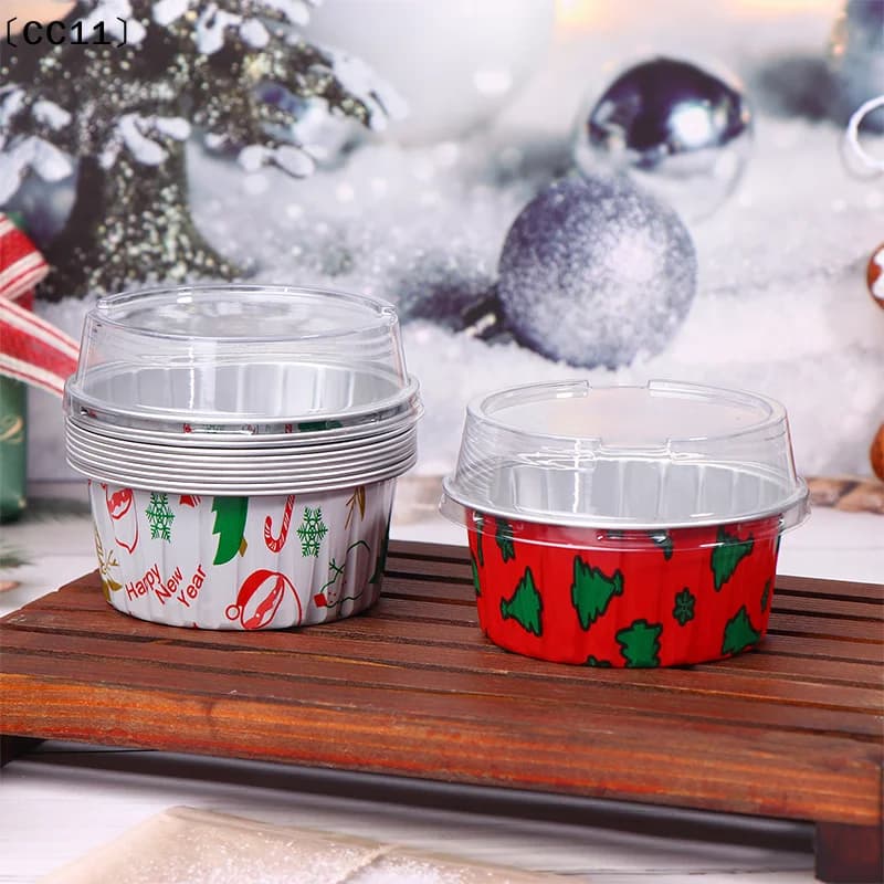 10 Pieces Reusable Aluminium Rolls with Covers, Pudding and Cake Moulds, Aluminium Containers for Air Fryer, Aluminium Oven Trays