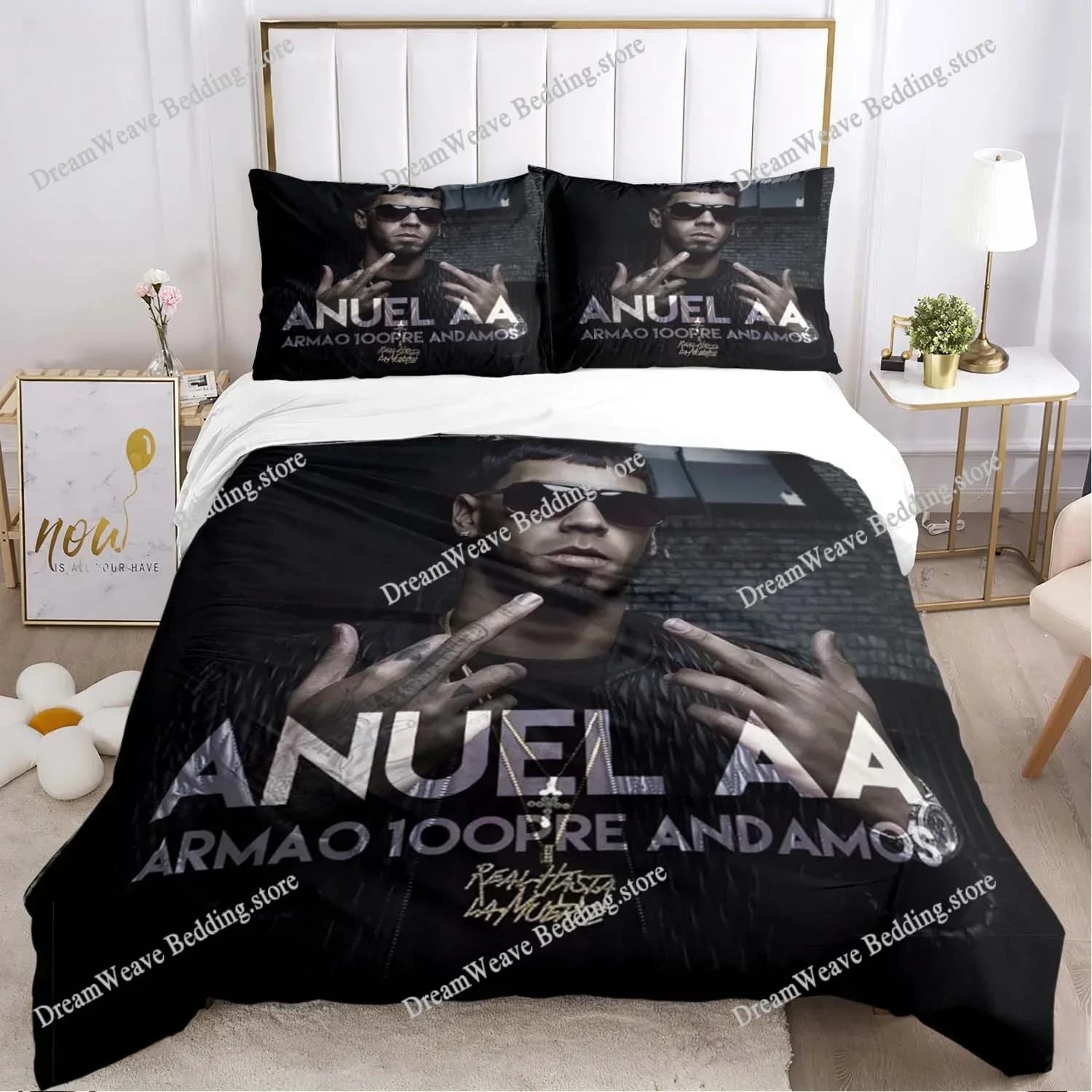 Hiphop Rapper Anuel AA Sheets Quilt Covers Bedding Dormitory Sheets Bedding Set Soft Warm Bedding Set Home Textileextile741