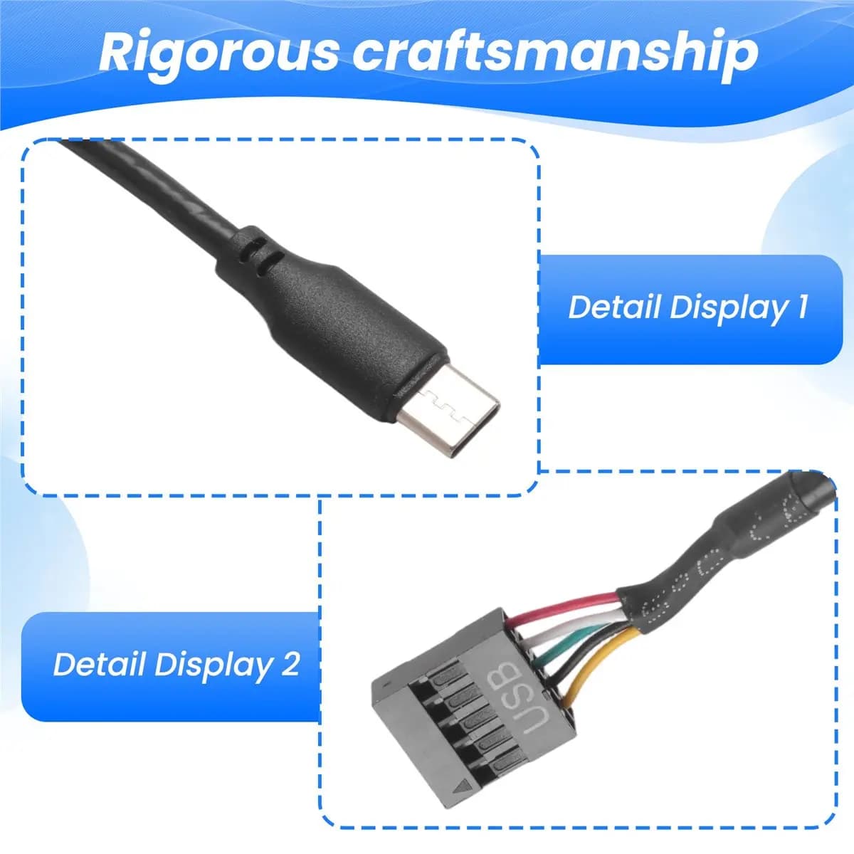 Cavo USB 9 Pin a USB Type-C A46U per Scheda Madre del Computer, Schermo Secondario USBC, Schermo LCD PC, Adattatore Cavo USB 9 Pin
