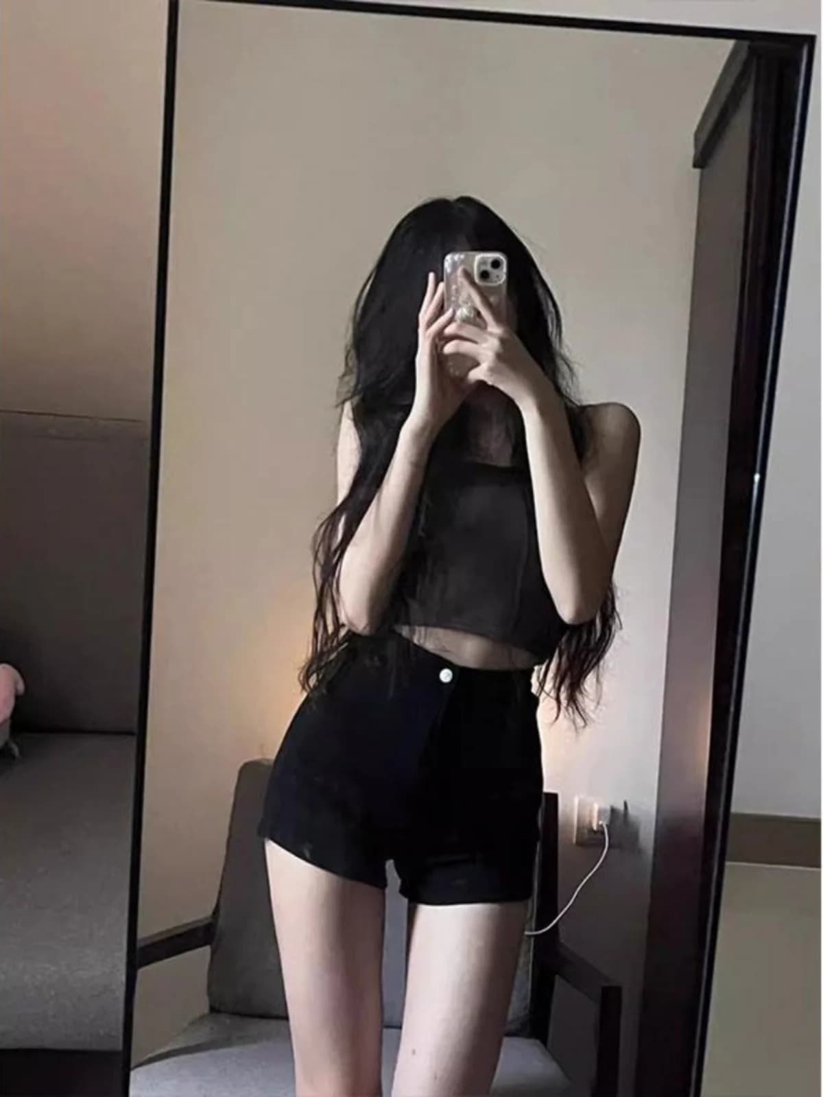 High Waist Straight Leg Denim Shorts Women's Summer Vintage Slimming A-Line Hip Lifting Hot Pants Black Cotton Stretch Jeans