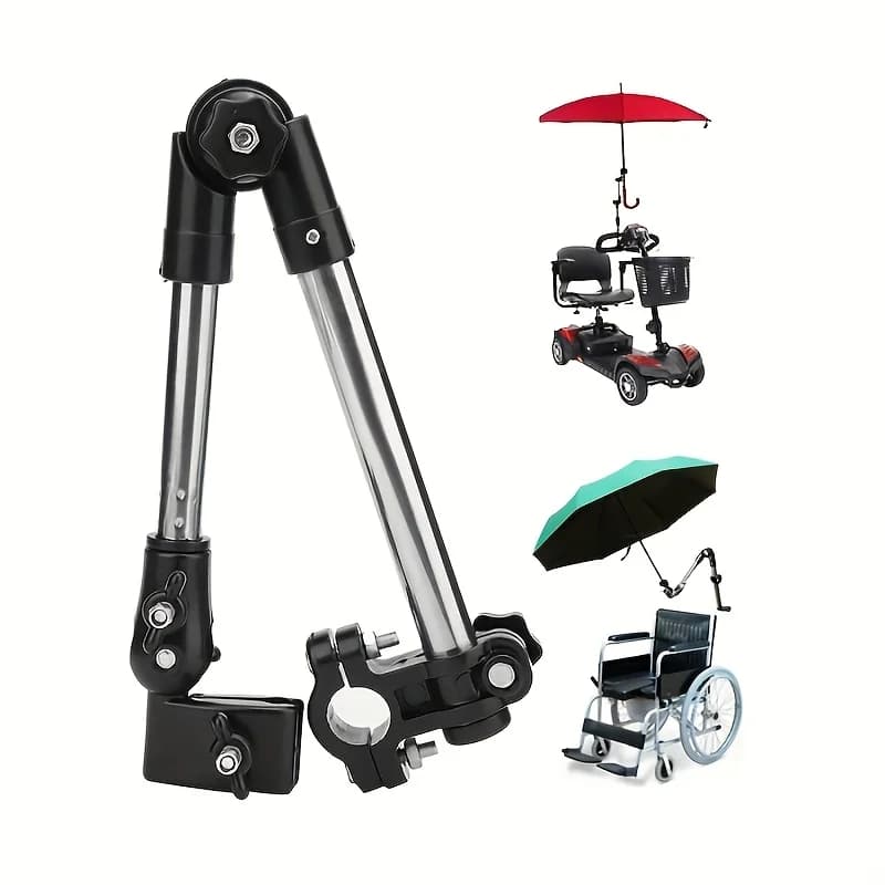 1Pc Adjustable stainless steel umbrella frame for wheelchairs and bicycles - Foldable design