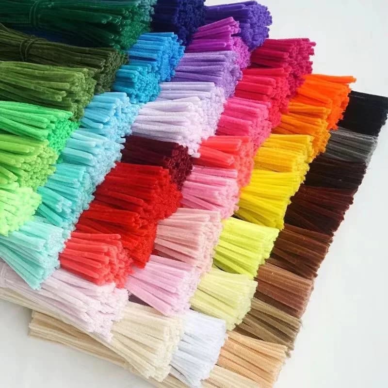 100 pcs Colorful Belt Steles Detergent for Tinsel Plush Pipes Wired Twist Sticks FAI Hair Strip Crafts Educational Toys Handmade