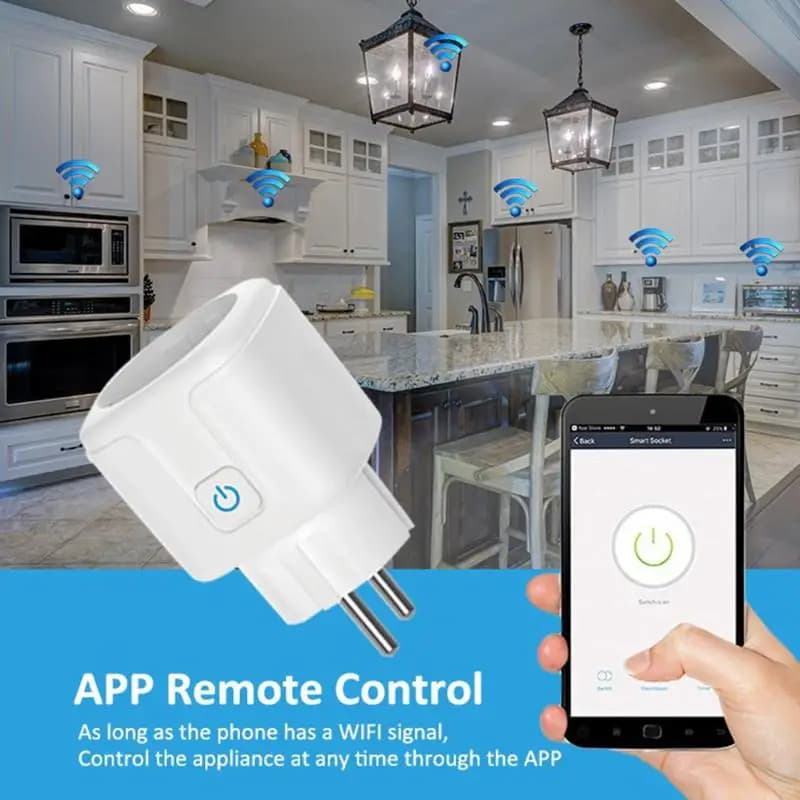 Spina intelligente con capacità di monitoraggio dell'alimentazione EU16A/20A; Presa intelligente Wi-Fi, supporto Google Assistant Alex