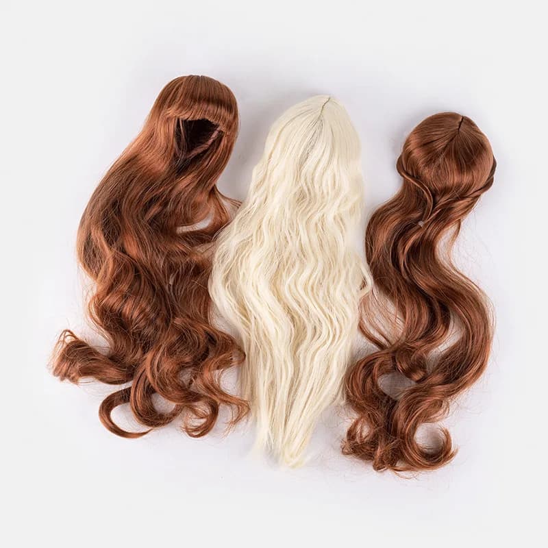 Parrucca Fai-da-Te per Bambole in Scala 1/4 - Bianca, Marrone, Beige, Rosa, Circonferenza 22cm, Capelli per Bambole Anime, Accessori per Vestiti da Bambina