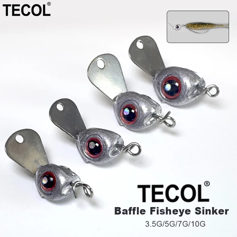 TECOL 5/10 Pezzi 3.5g 5G 7G 10G Jig Head Fisheye Anti-erba con Piastra di Fissaggio e Gancio a Cambio Rapido per Bass Lure