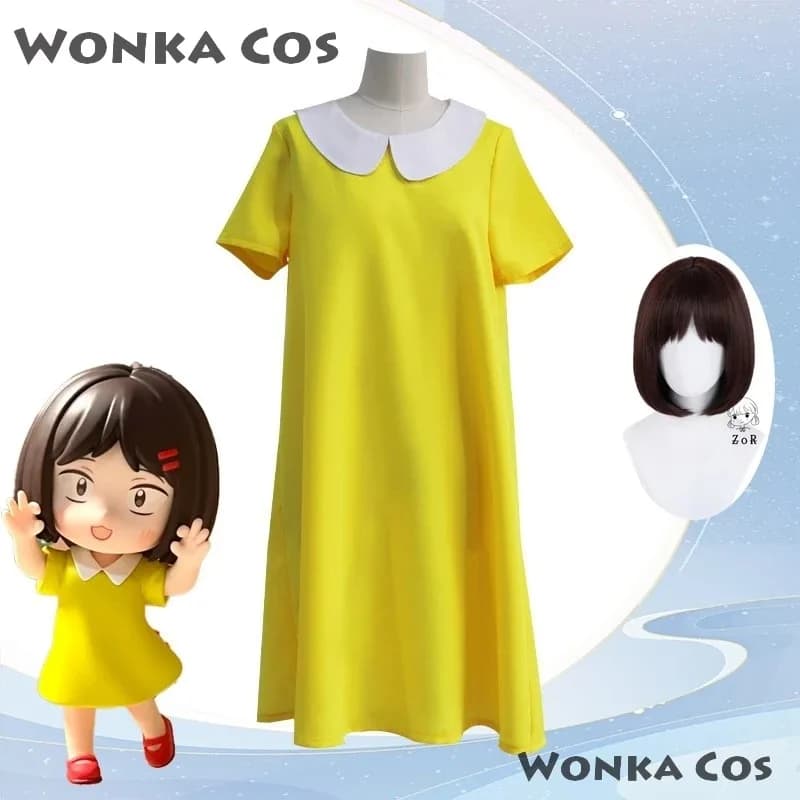 Anime Skip and Loafer Iwakura Mitsumi Costume Cosplay Parrucca Quotidiano Giallo Colletto per bambola Abito Donna Sexy Kawaii Per il tempo libero Festa Suita;k
