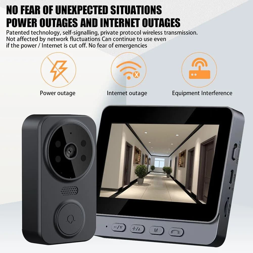 Schermo IPS da 4.3 '' 2.4G Citofono visivo wireless Campanello Citofono bidirezionale Monitoraggio video Campanello Parti della telecamera di sicurezza del telefono