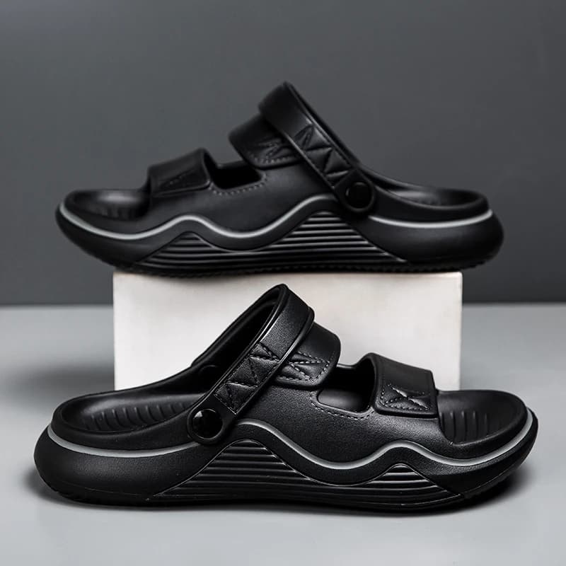 Men's Summer Sports Sandals Thick Bottom Driving Non-Slip Outdoor Beach Shoes Large Size Slip-On EVA Upgraded Version