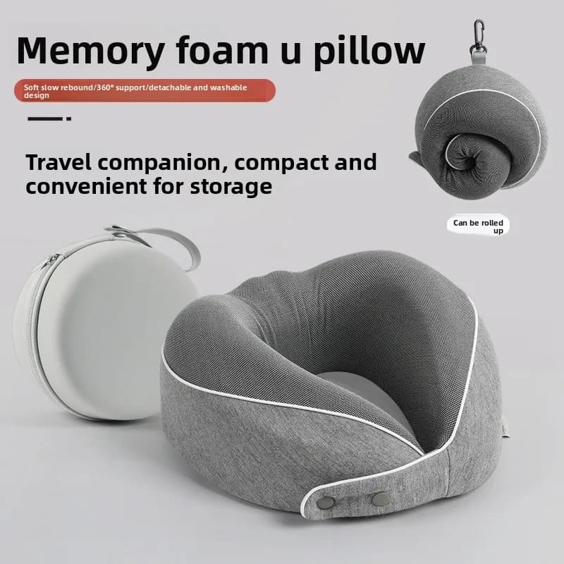 U-shaped Neck Pillow Memory Cotton Travel Pillow Slow Rebound Storage Portable Neck Pillow U-shaped Pillow