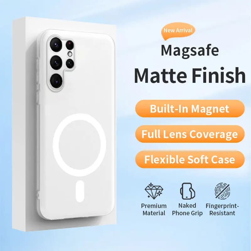 Cover Originale Trasparente Opaca in TPU Morbido con Supporto Magnetico MagSafe per Samsung Galaxy S26 Ultra S25 S24 S23 Plus Ultra
