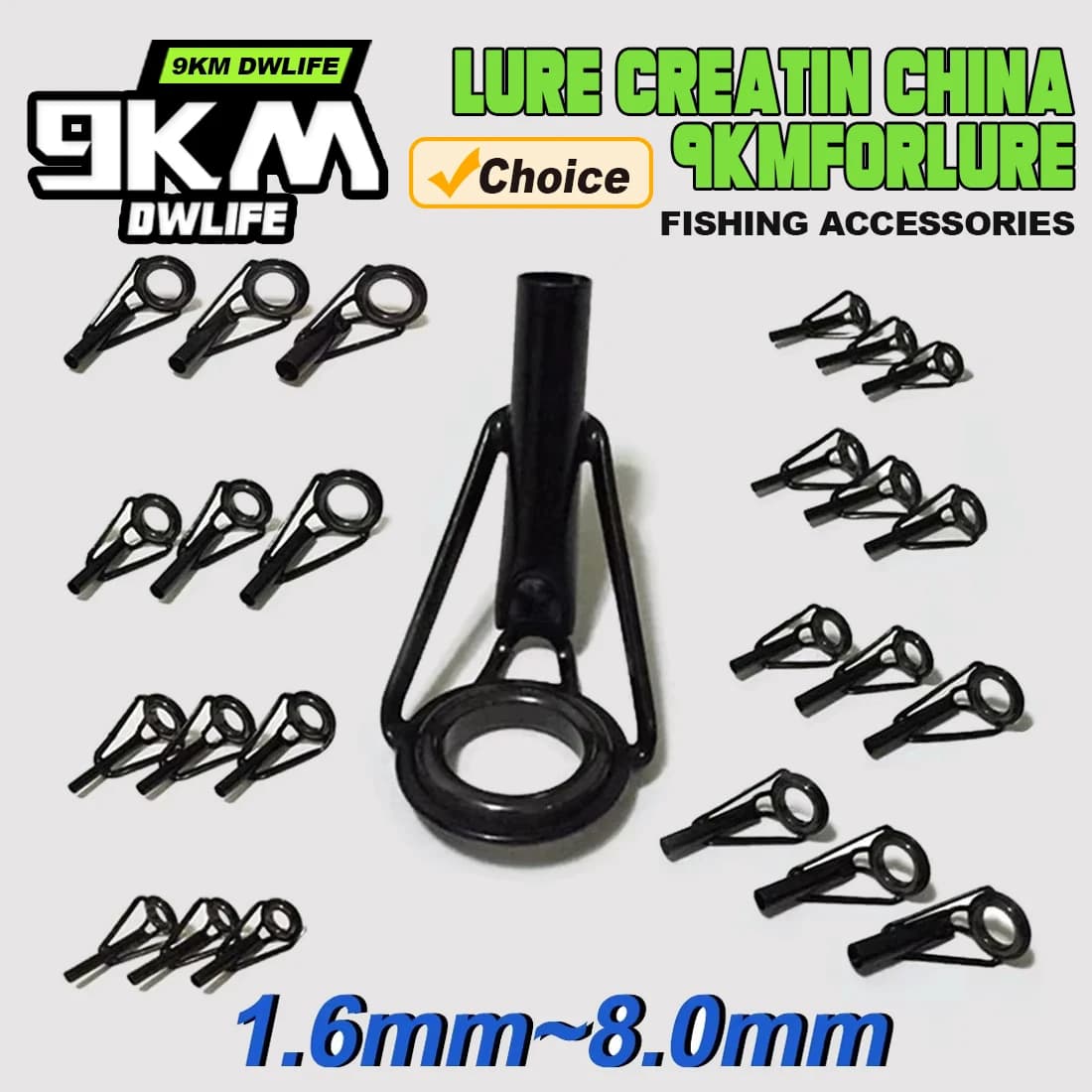 5Pcs Fishing Rod Tip Guides Repair Kit Stainless Steel Frames Ceramics Rings Black Rod Building Guide Eye Building Repair 6#~16#
