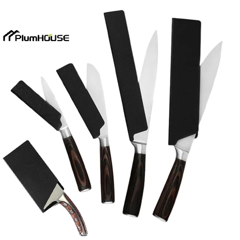 Copertura protettiva per lama per coltello da cucina floccata per custodia per coltelli da 3,5-10 pollici Pratica protezione per fodero per coltello da frutta da chef nero
