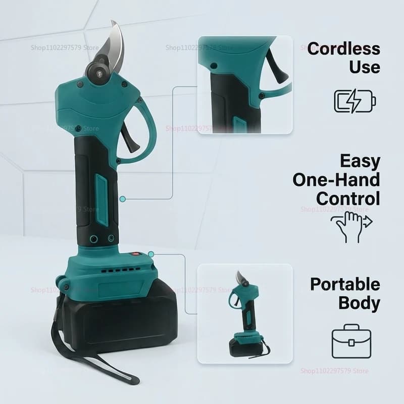 Brushless Electric Pruning Shears Cordless Garden Tool for Fruit Tree Branch Cutting 18V Battery Powered Garden Scissors