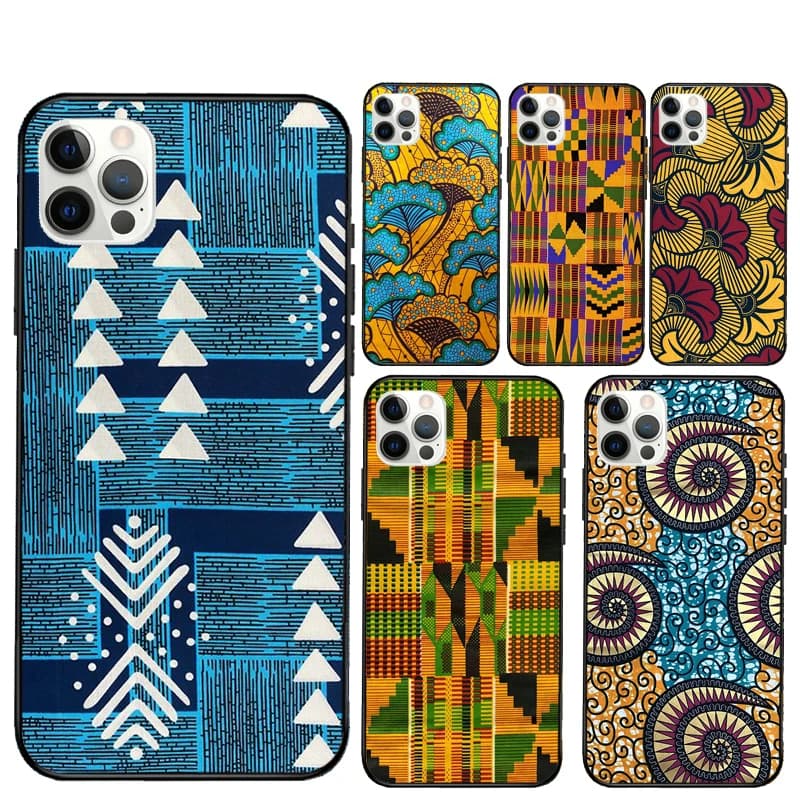 Custodia per telefono in tessuto africano per iPhone 14 15 16 Pro Max 12 13 Mini 11 Pro Max XR 15 16 Plus 16e Cover Coque