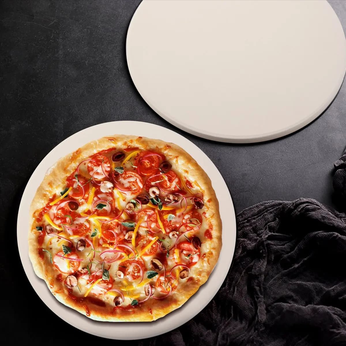 HITL Pietra Refrattaria per Pizza - Piastra in Cordierite per Barbecue e Forno - Cuoce Pizza, Pane e Formaggio - Rotonda 30,5 cm